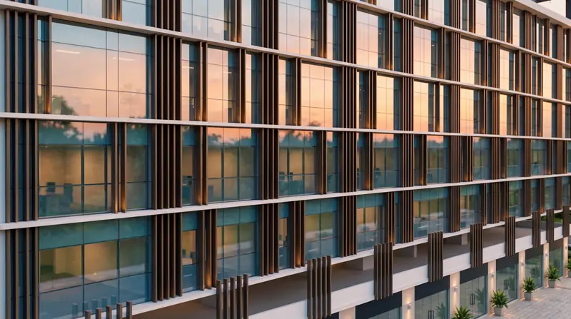 Façade detail with vertical fins